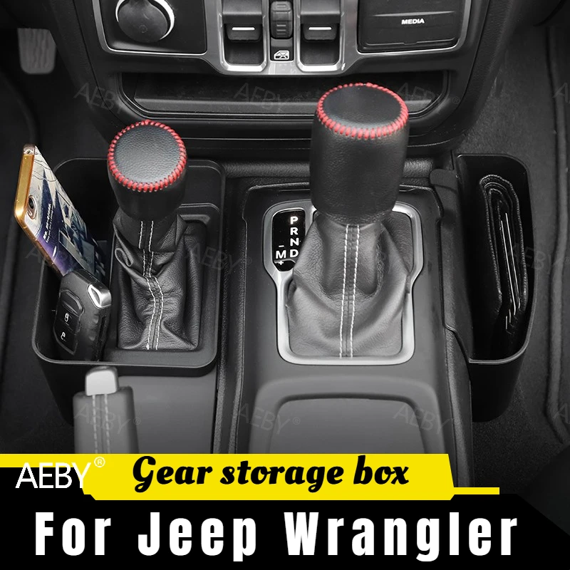 

For Jeep Wrangler 2018 Center console side storage box shift tray,Transmission side hanging storage box,No diamonds,Accessories