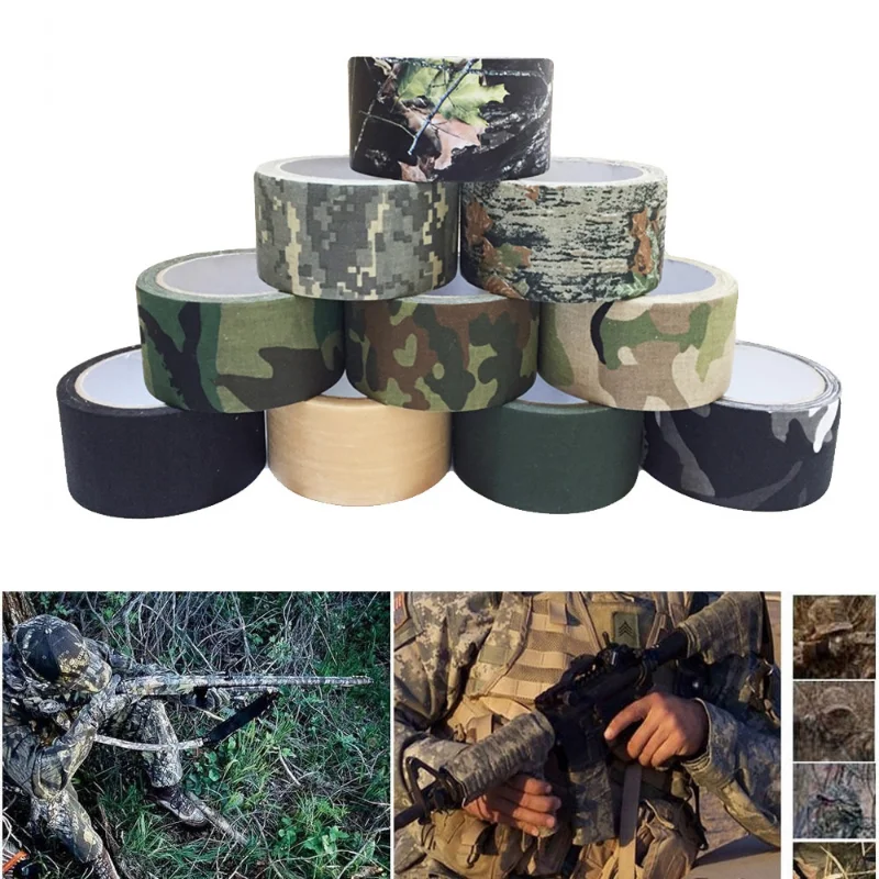 5M/10M Multi-functional Camo Tape Self-adhesive Camouflage Hunting Paintball Airsoft Rifle Waterproof Non-Slip Stealth Tape