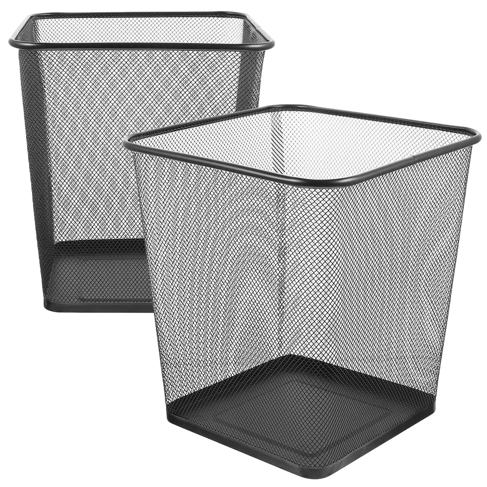 2 szt. Metalowe kosze na śmieci z siatki, solidna żelazna rama, kwadratowe kosze na odpady do domu, biura, sypialni, kuchni, pojemniki na śmieci