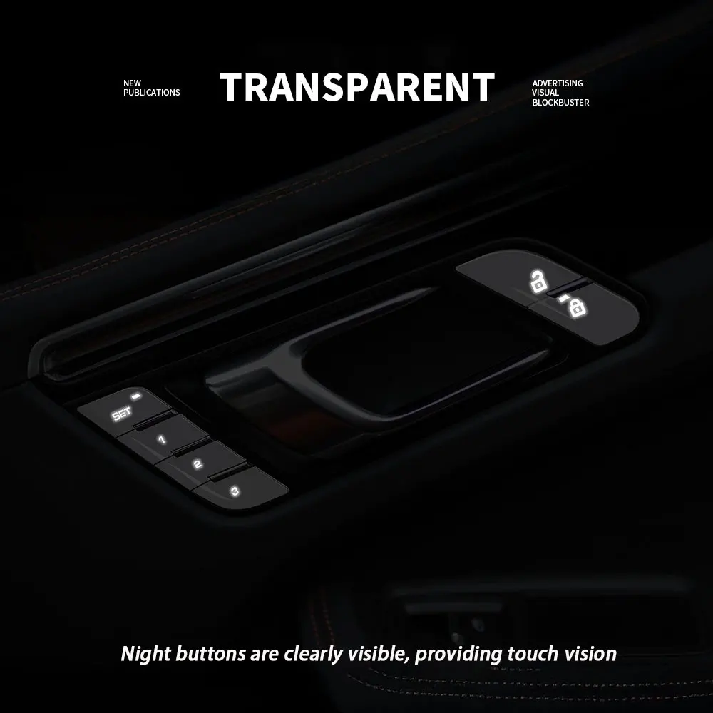 

Дверная кнопка, декоративная наклейка, кнопка разблокировки памяти, серебряная панель, яркая полоса, внутренняя модификация для Porsche Macan 2015-2023