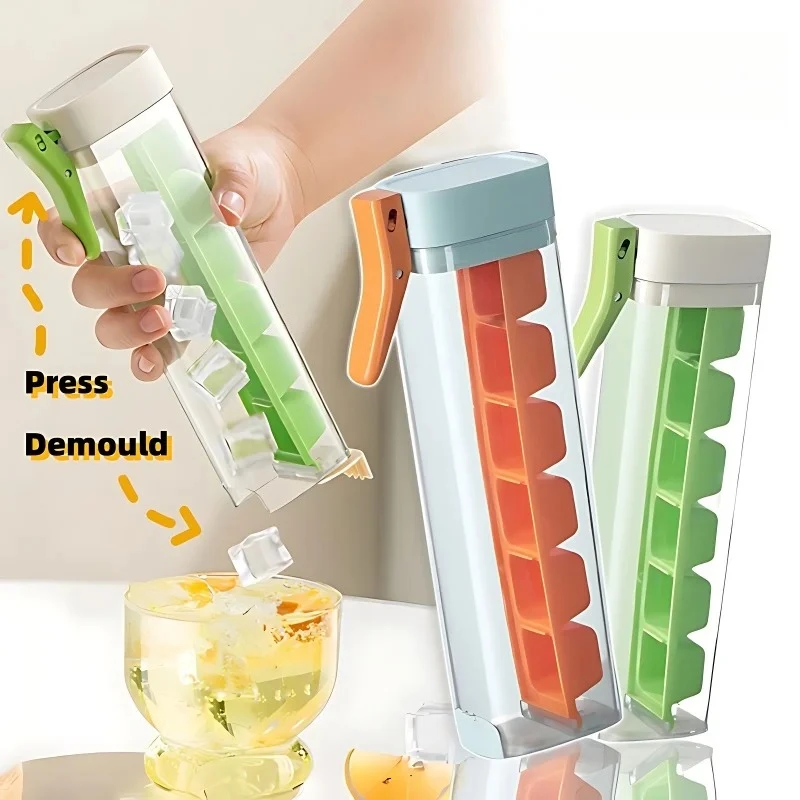 1-2PCS One Click Press Demoulding 6 Grid Ice Cube Mold Small Silicone Tray Creative Design for Home Kitchen Frozen Desserts