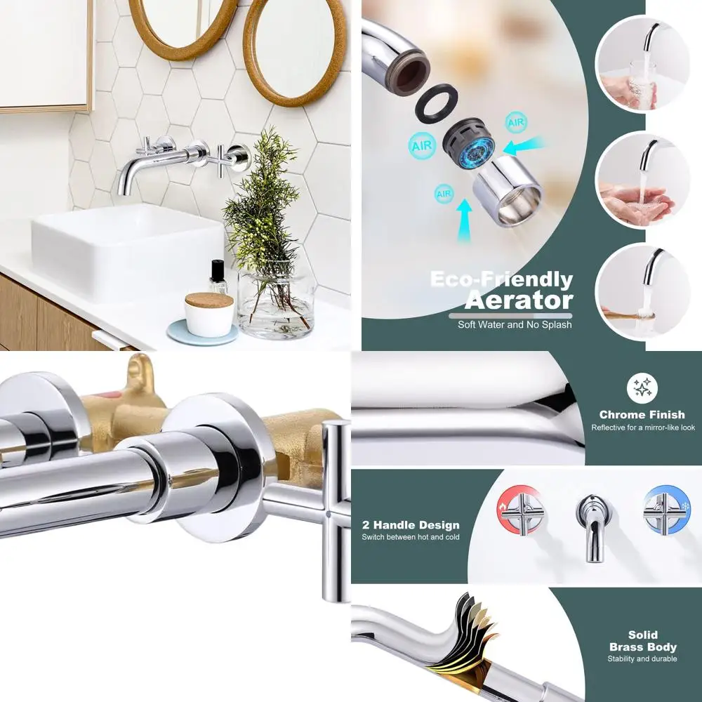 Chrome 2-Handle Wall-Mounted Bathroom Faucet with Rough-In Valve Included