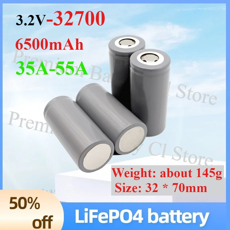 

Аккумулятор LiFePO4 3.2V 32700 6500мАч, 35А непрерывной разрядки, максимальный ток 55А, высокомощный аккумулятор