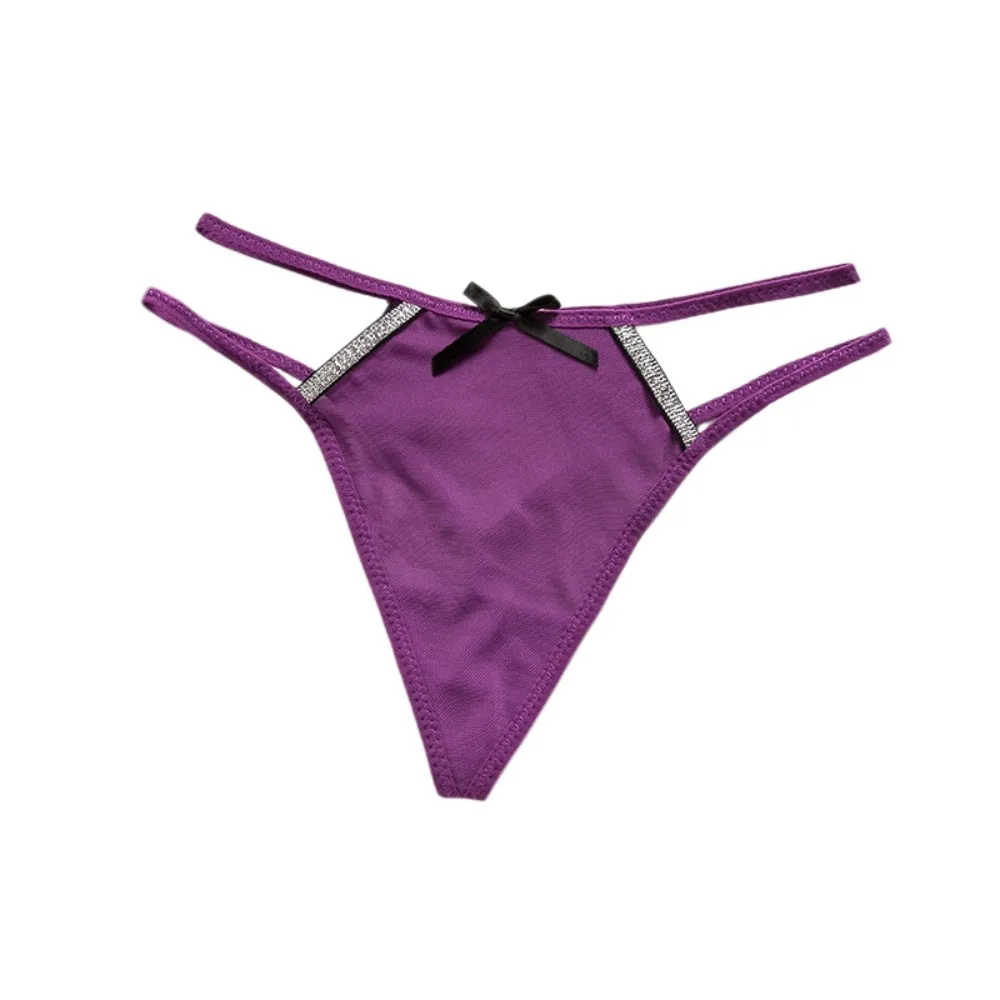 Breathable Mesh Women Bowknot Thongs Glitter Strip Low Waist Bikini Briefs Underpants Traceless T-back Panties Underwear