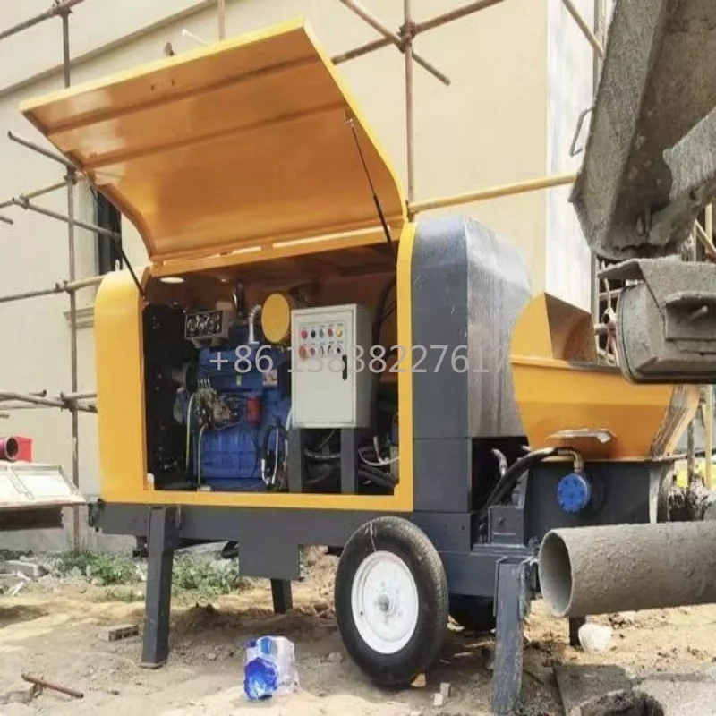 Trailer-Mounted Concrete Pump | Factory Mobile Unit with High-Low Pressure Valve & Dual Modes
