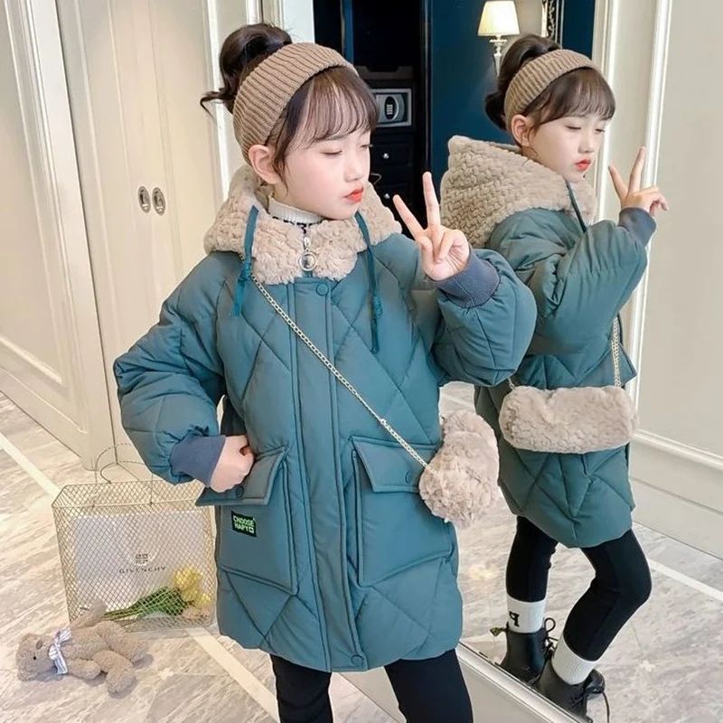 Girls Kids Down Coat Jacket Overcoat Cotton 2022 Casual Warm Plus Thicken Winter Sports Teenager Children\'s Clothing