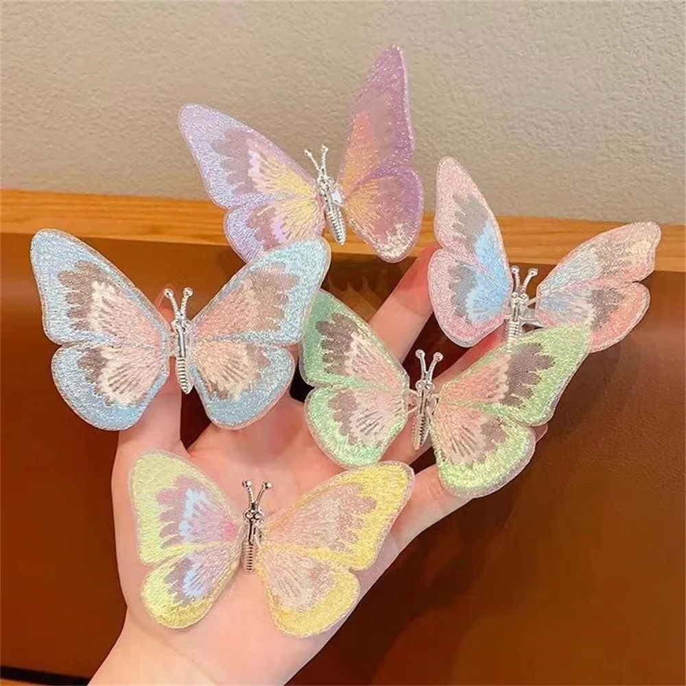 Moving Butterfly Hair Clips for Kids Sweet Cute Fairy Colorful Butterfly Hairpin Princess Headdress Girl\'s Hair Accessories