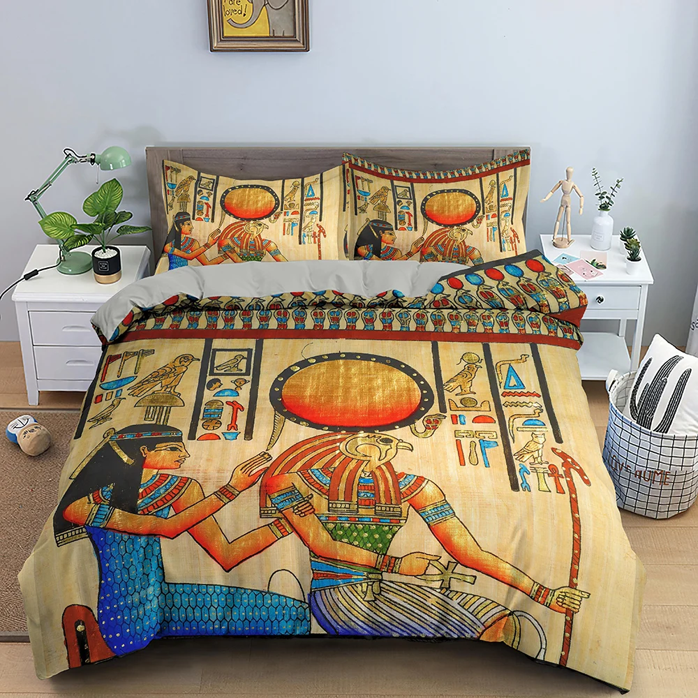 

Egyptian Bedding Set Ancient Egypt Civilization Duvet Cover Characters Bedclothes 2/3PCS African Tribe Polyester Quilt Cover