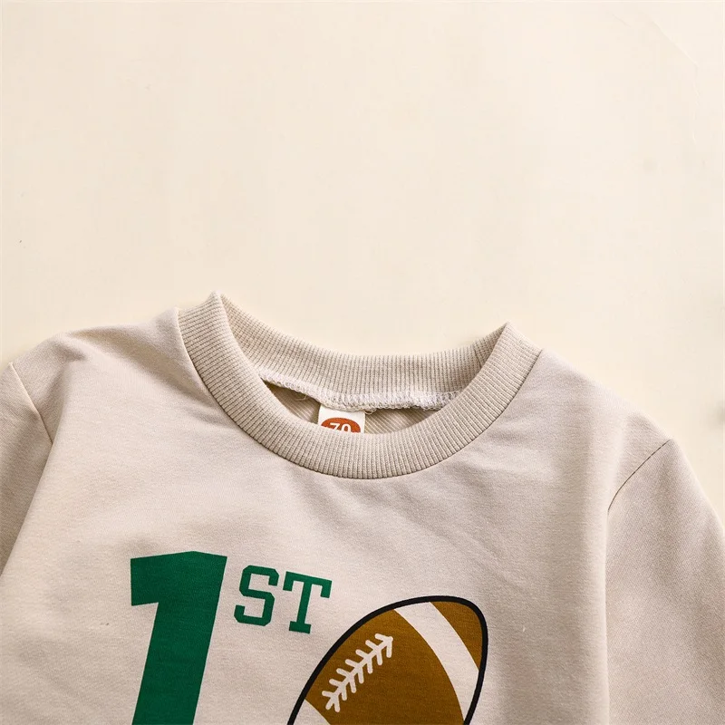 Baby Boy Football Romper Letter Rugby Print Long Sleeve Sweatshirt Jumpsuit Casual Fall Clothes
