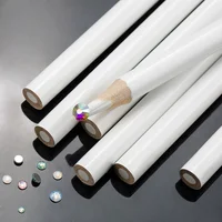 Lot de 10 crayons à strass en bois ciré blanc pour la pose de strass et de pierres précieuses, outil de manucure 5