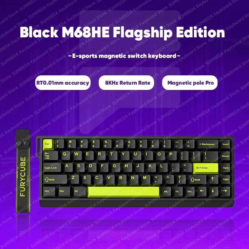 

FURYCUBE M68HE Magnetic Switch Keyboard Wired Portables 8Khz Polling Rate Low Latency RT0.01mm Customized FPS Gaming Keyboard