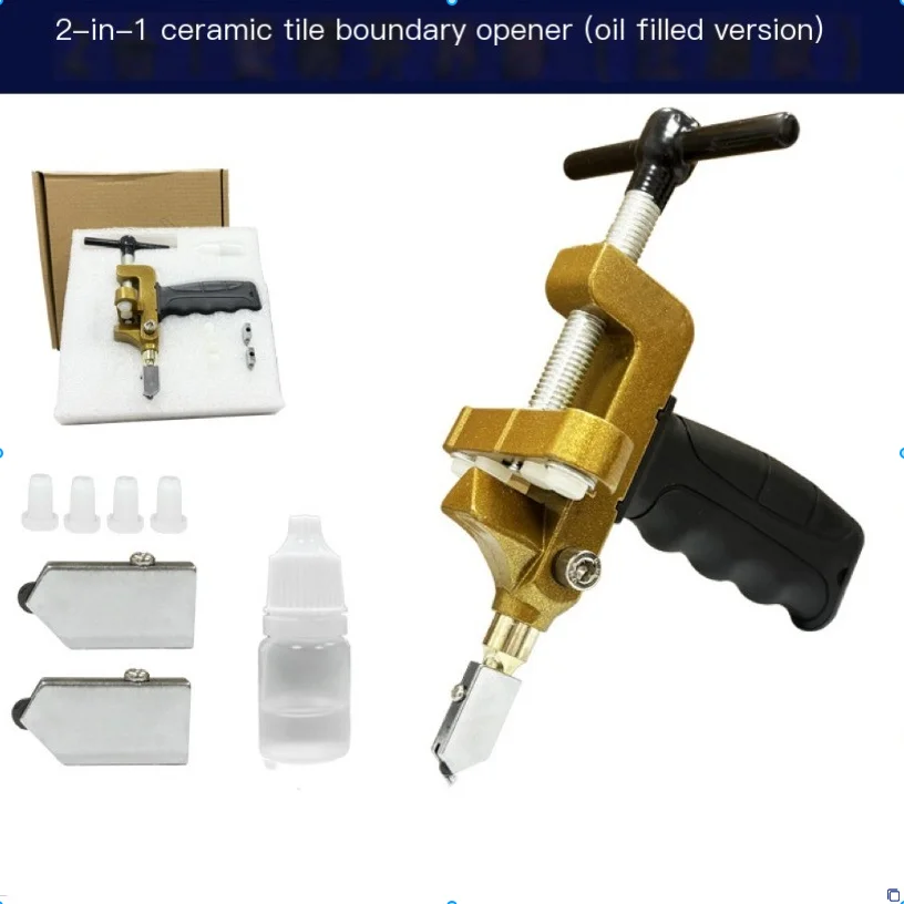 2 in 1 Tile & Glass Cutter, Integrated Opening Tool, Labor - Saving Big Handle, 3 - 15mm Cutting Range
