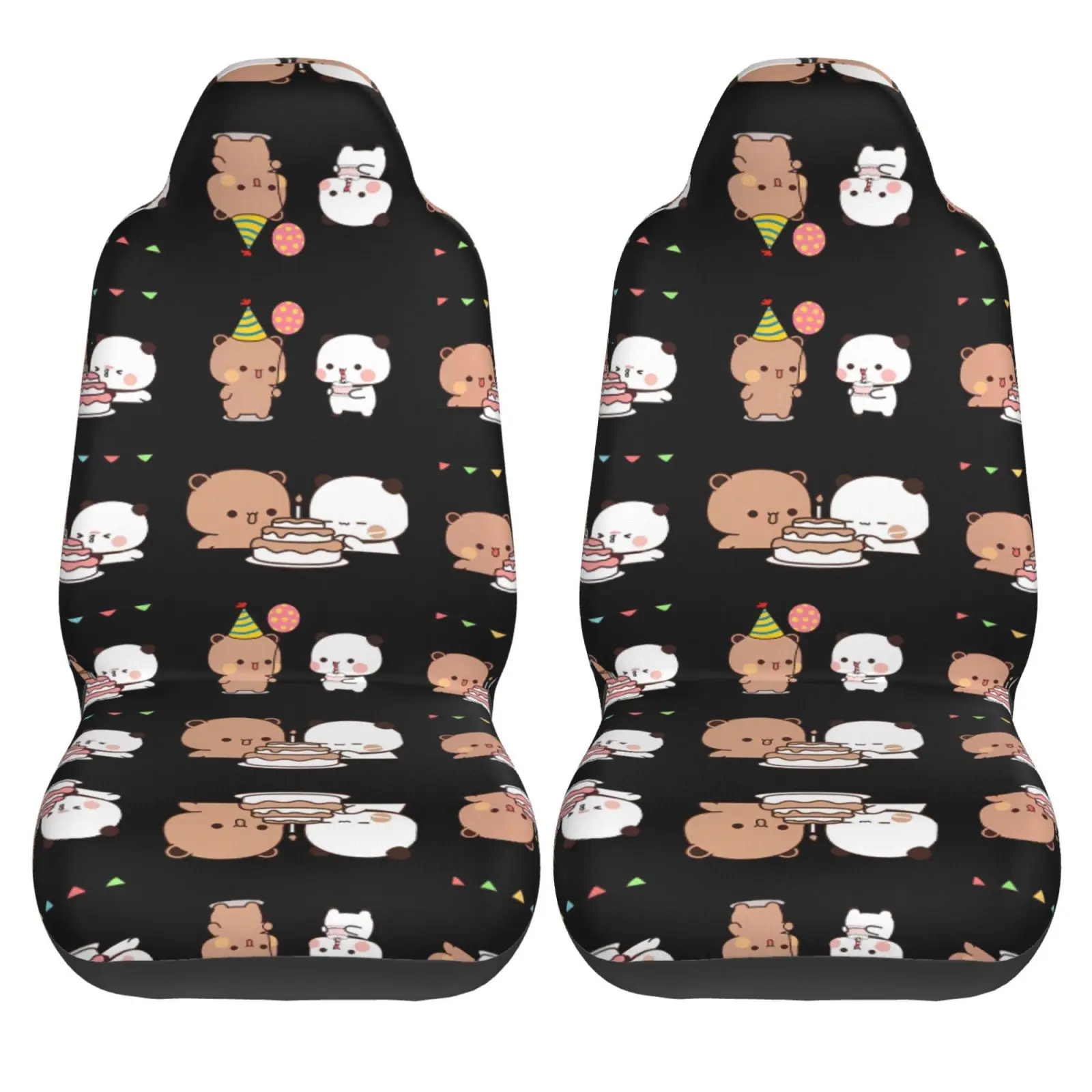 Dudu Bubu Birthday Print Car Seat Covers Set for Womens 2pcs Auto Front Seat Protector Universal Car Interior Accessories Full