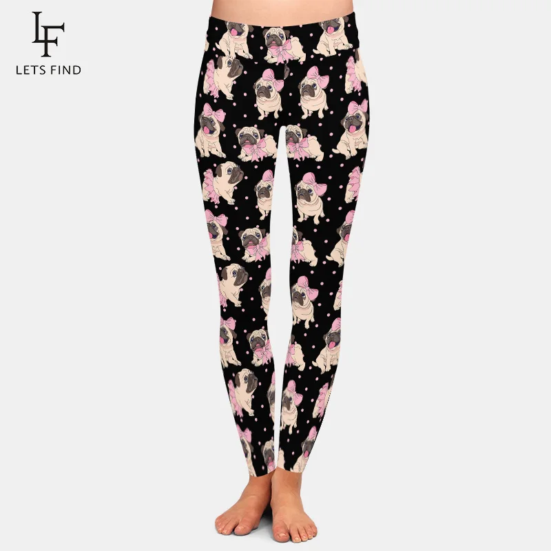 Thời Trang In Hình Động Vật Dễ Thương Chó Bulldog In Quần Legging Cao Cấp Thun 220gsm 2 Mặt Chải Sữa Lụa Quần Legging