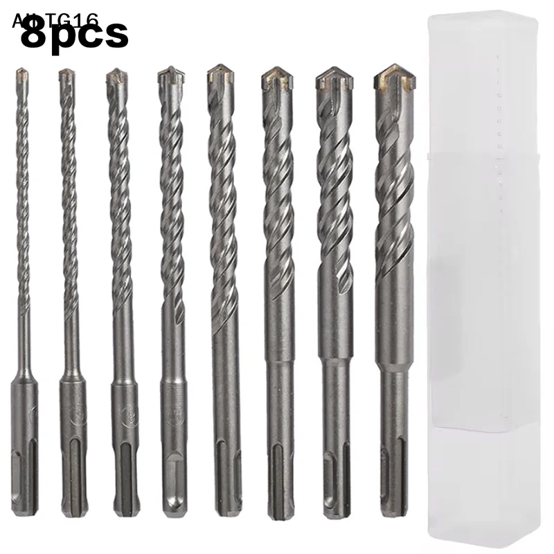 

【WGy】8Pcs Drill Bit Include Concrete Drill Bits And Cross-head Hammer Drill Bits (diameters 5, 6, 8, 10, 12, 14, 16, 18mm)