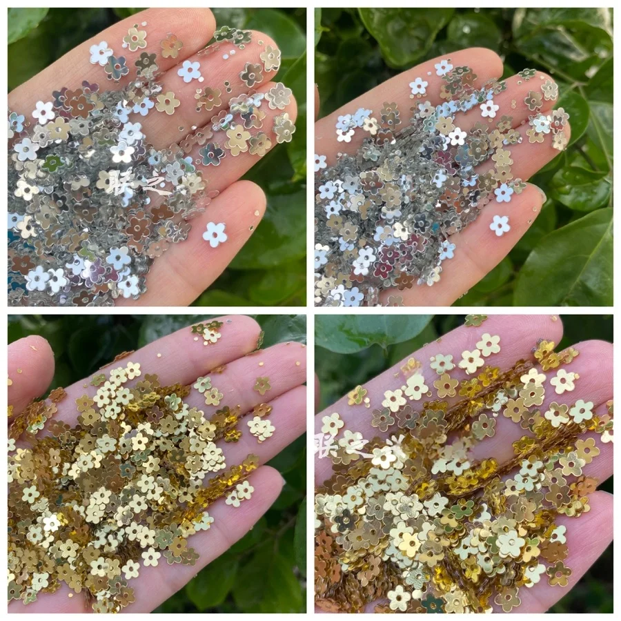 

50g 5mm 7mm Plum Flower Sequins,Gold Silver Blossom Sequins for DIY Craft,Clothing Accessories,Wedding Decor loosen sequins