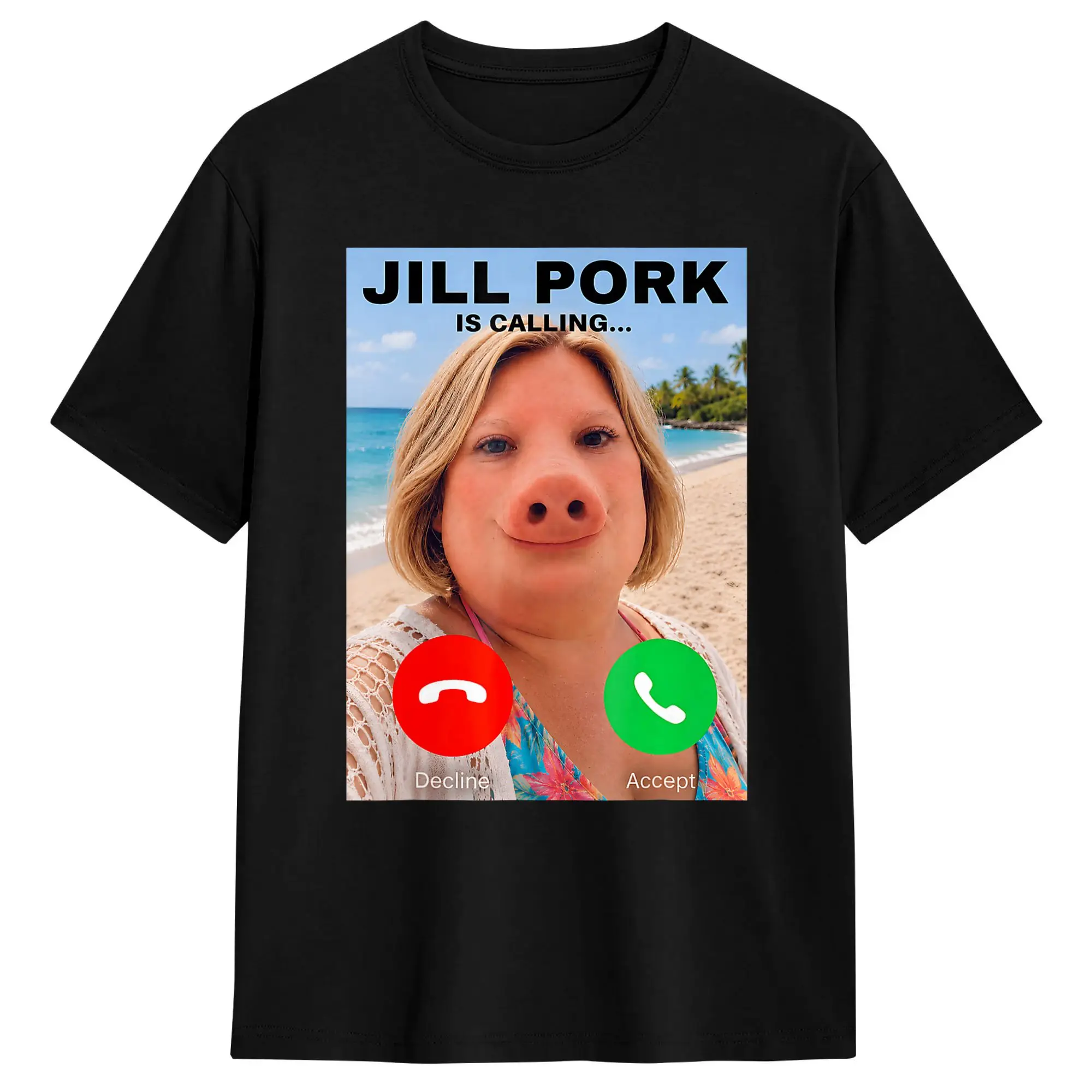 Vintage Jill Pork John Pork Funny Calling Phone Shirt Brainrot T-Shirt Men Cotton T Shirts Short Sleeve Tee Shirt 6XL Clothes