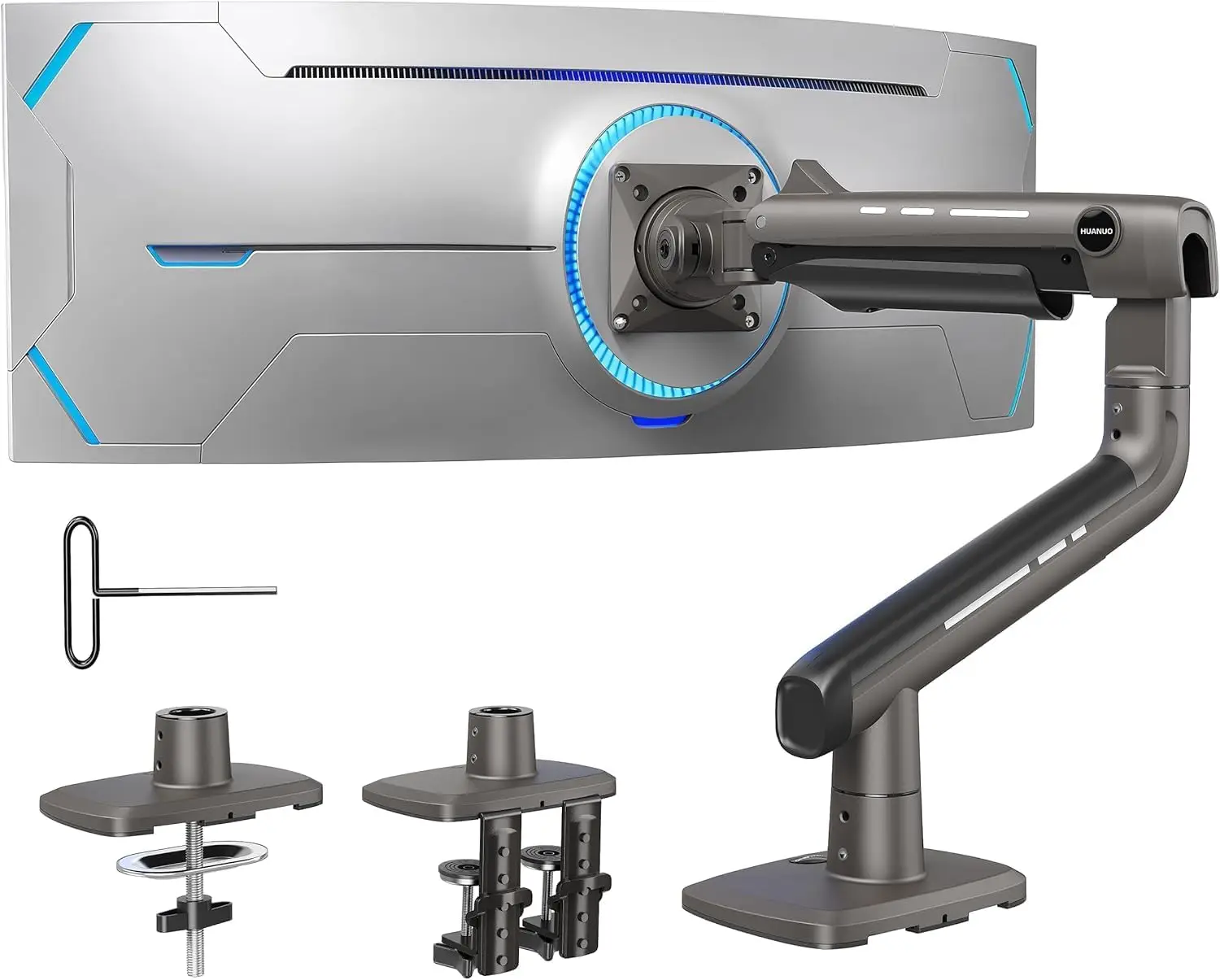 Heavy Duty Monitor Arm for 49" Screens, Holds 44 lbs, Adjustable Aluminum Mount with C-Clamp, VESA 100x100mm
