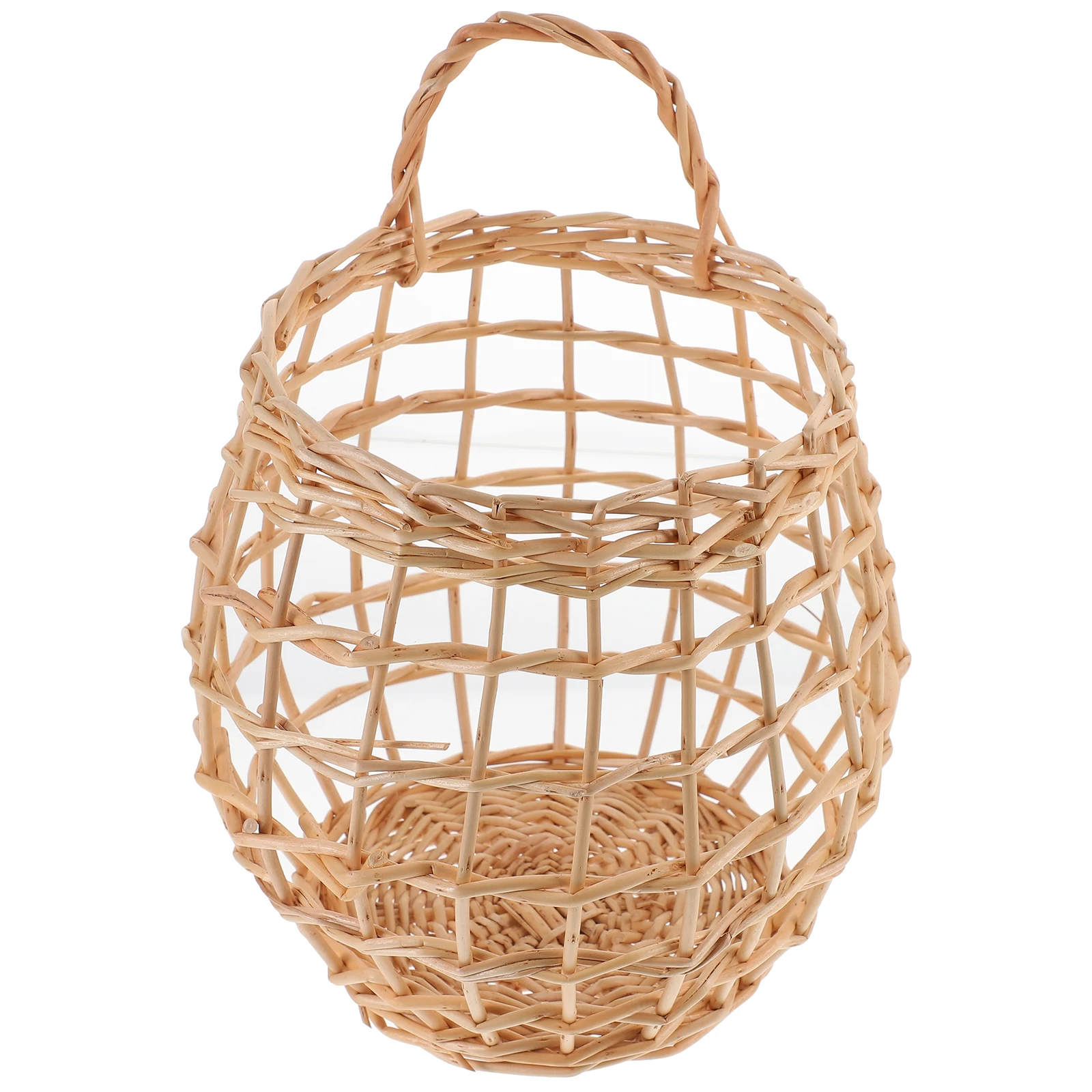 

1pc Rattan Storage Wall Hanging Kitchen Basket Woven Organizer For Garlic Egg Waterproof Hollow Basket Space Saving