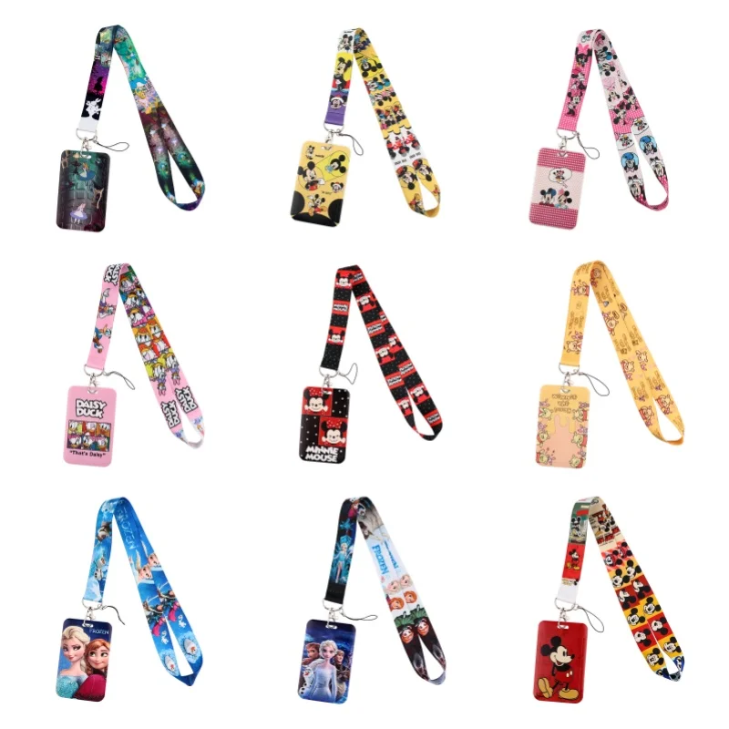 Cartoons Potdemeiel Disney Mickey Mouse Minnie Cute Kids Key lanyard Keychain Office ID Card Pass Mobile Phone Key Badge Holder