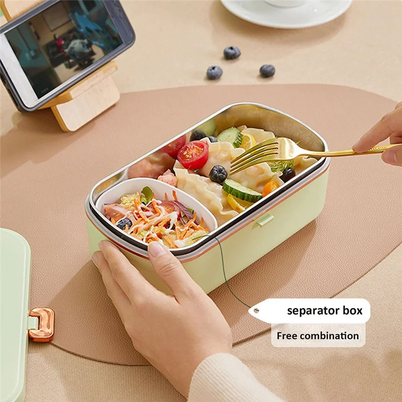 A51M-Portable Heating Lunch Box With 304 Food Grade Stainless Steel Container 0.9L Self Heating Warmer Container For Office