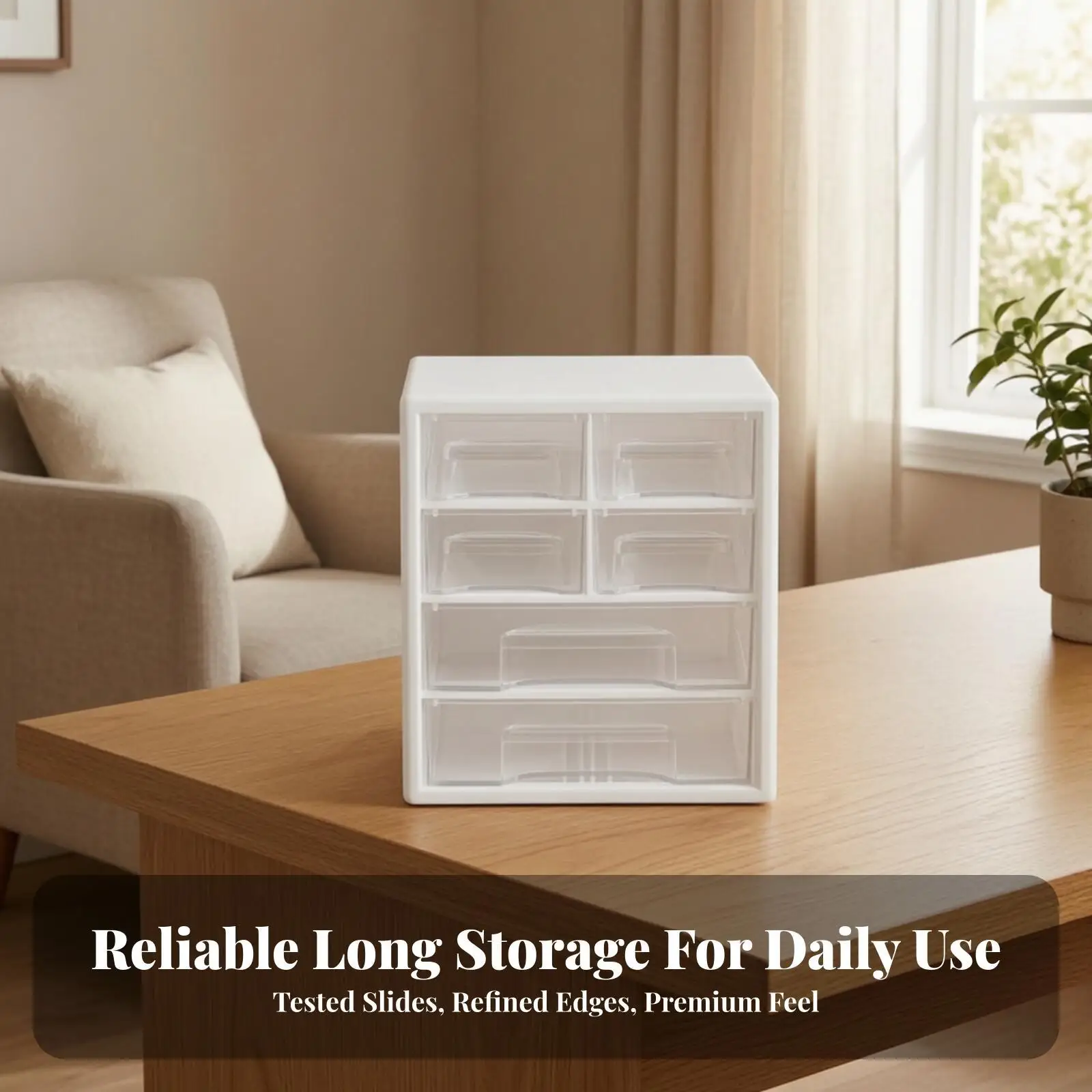 Stackable Desk Storage Organizer with Drawers for Pencils Cables and Small Essentials Workspace Tidy