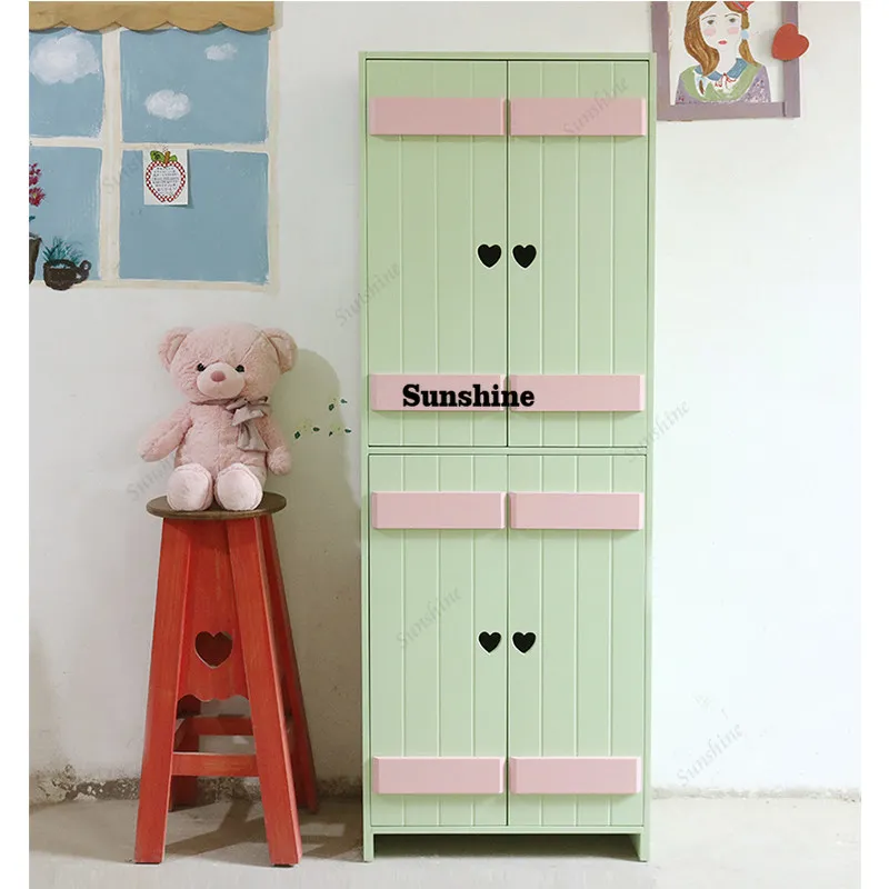Mint green double-layer entrance shoe cabinet solid wood, storage, girly heart furniture, custom-made