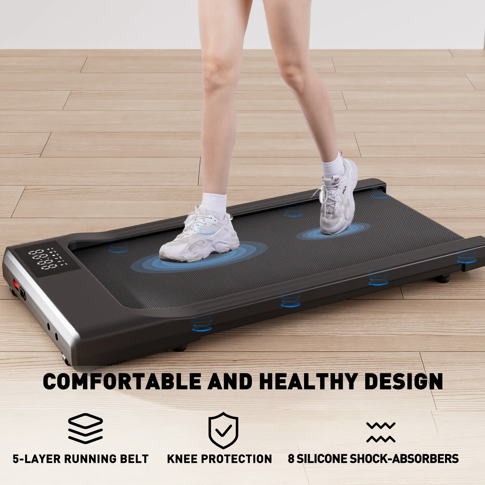 Promoation Walking Treadmill 2.5HP 1-6km/h Speed Anti-Slip Shock Absorption Portable Treadmill for Home Office Exercise Machine