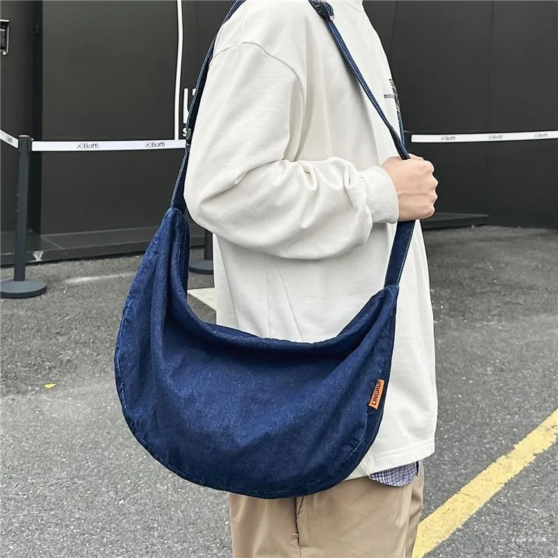 

Джинсовая сумка через плечо Waed для женщин, большая емкость, повседневная сумка для путешествий, с одним ремешком, с клецками, ape Faion Accory