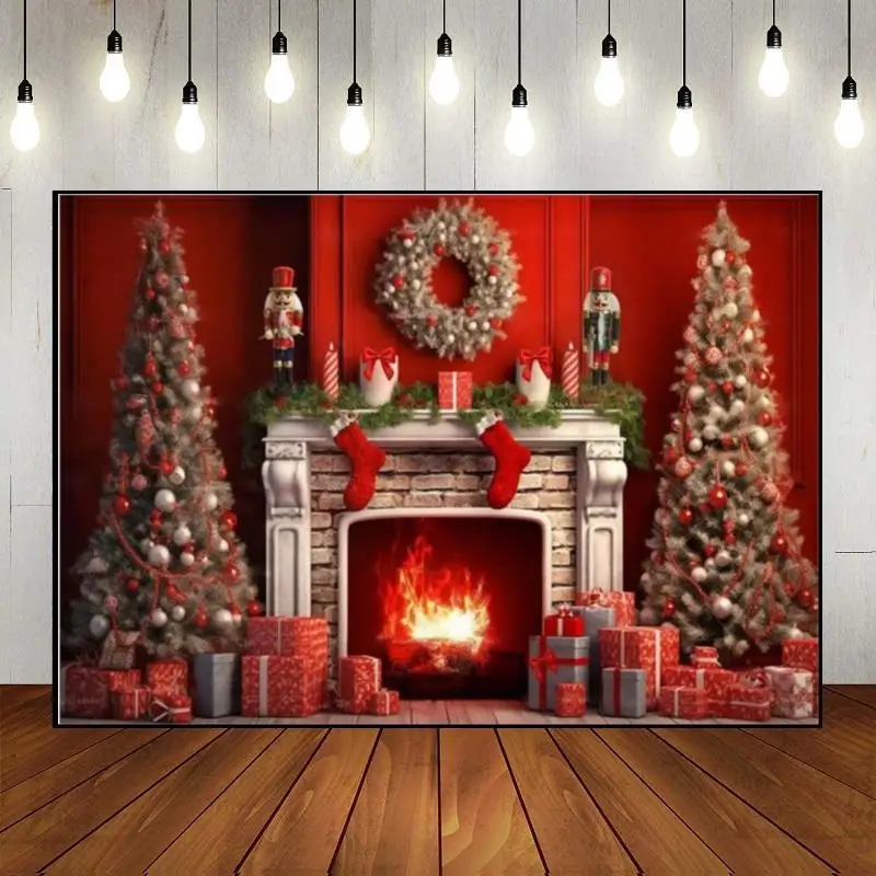 

Merry Christmas Sleigh Background Photography Backdrops Nativity Scene Custom Birthday Backdrop Decor Photo Winter Baby Shower