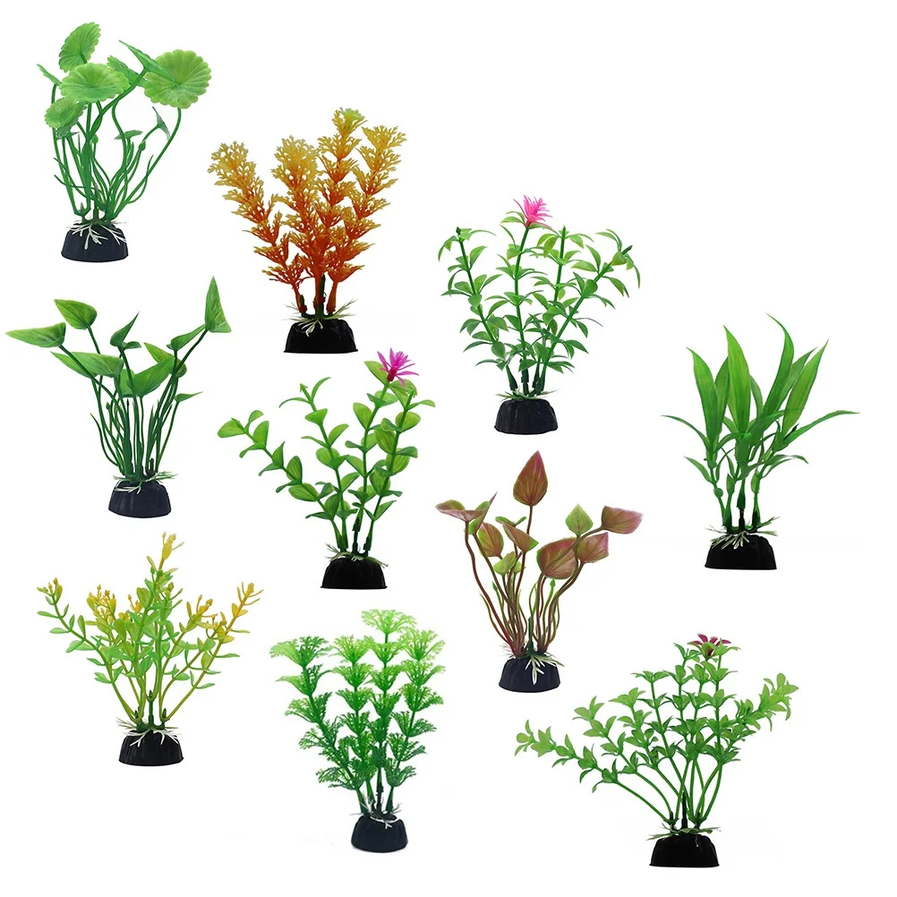 

10Pcs Realistic Simulation Aquatic Plant Fine Workmanship Mini Landscape Decor for Fish Tank Terrarium DIY Garden Layout