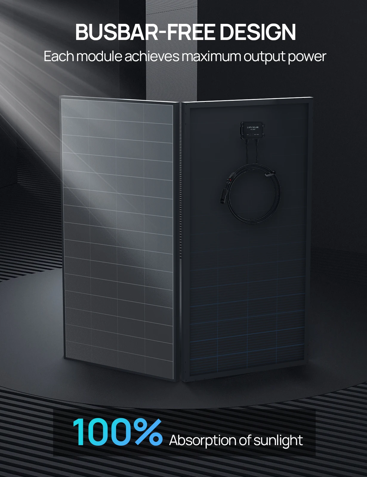 لوحة شمسية ECO-WORTHY بقدرة 200 وات، خلية شمسية عالية الكفاءة بنسبة 25.2٪، تكنولوجيا HPBC للاتصال الخلفي بالكامل بدون خطوط أمامية للمنزل RV