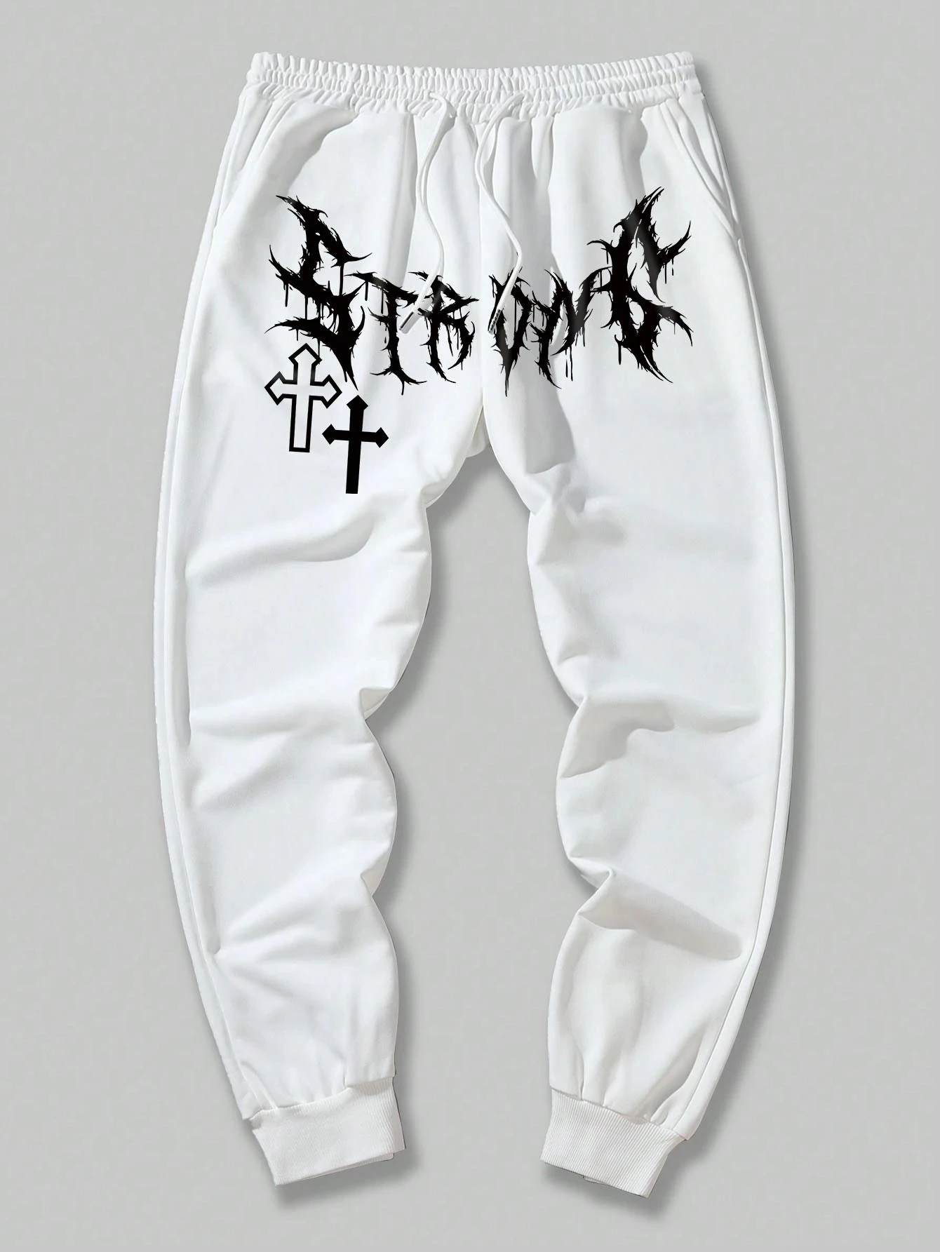 

Gothic Men's Letter Pattern Drawstring Waistband Sweatpants Fashion Trend Streetwear Trousers streetwear men
