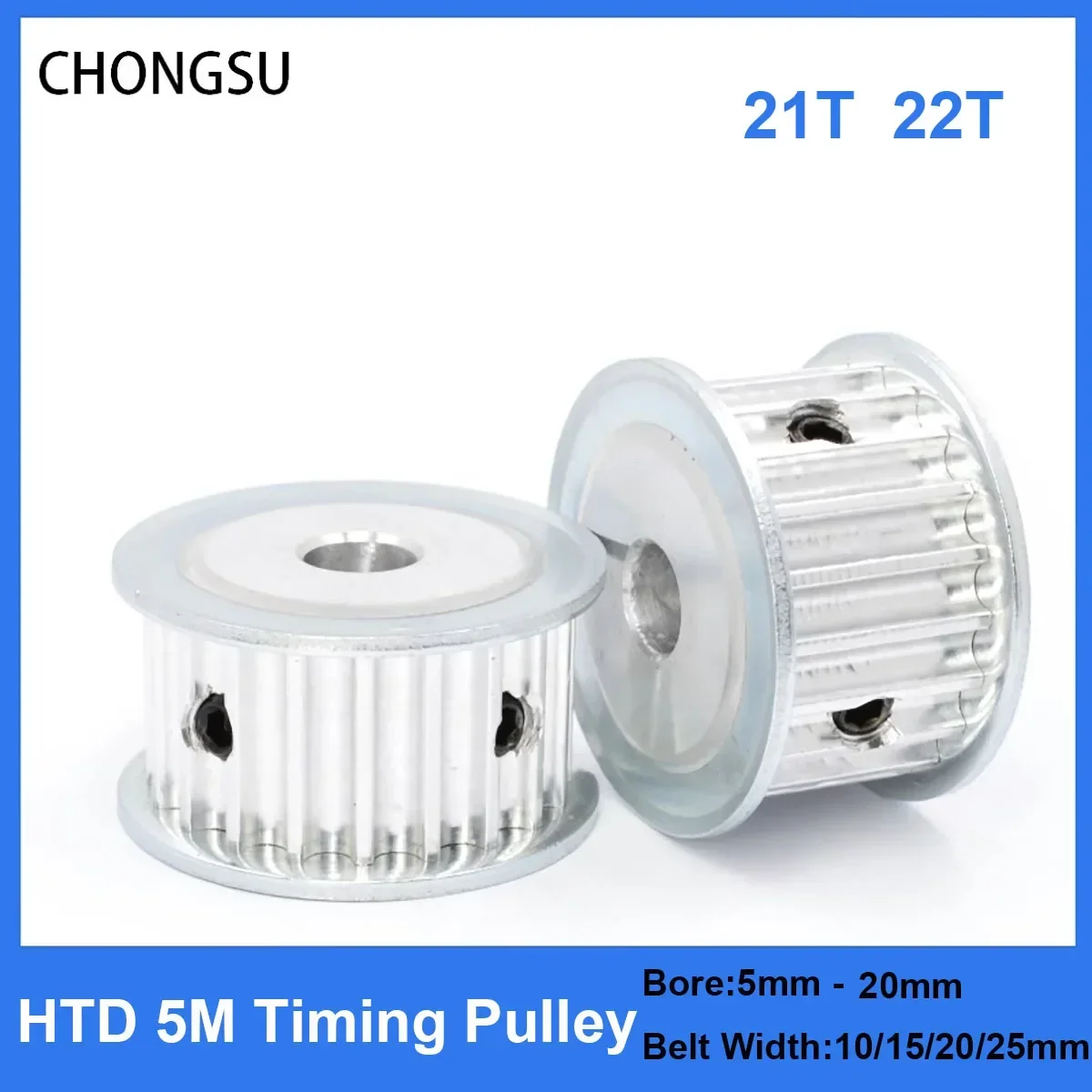 HTD 5M Timing Pulley 21Teeth 22Teeth 11/16/21/27mm Width Toothed Belt Pulleys 5-20mm Bore 5mm Pitch Synchronous Belt Pulley