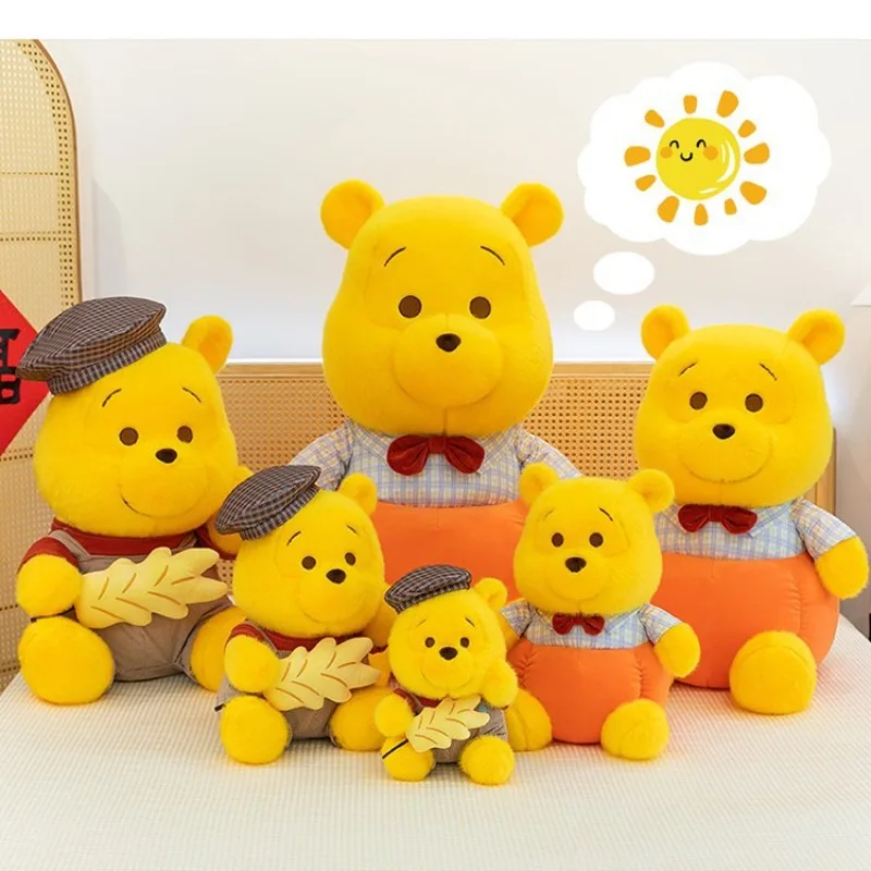 

2026 New Disney Pumpkin Winnie The Pooh Plush Doll Wheat Bear Pillow Home Decoration Best Birthday Gift for Friends
