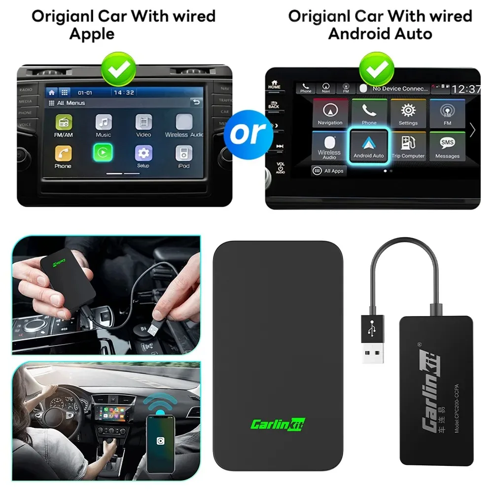 CarPlay Android Auto AI Box Carlinkit 5 2air Wireless CarPlay Android Auto Wireless TV Box Adapter 2-Channel Work Waze Spotify