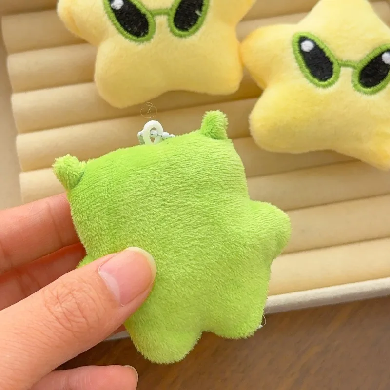 2pcs Kawaii Cartoon Star Alien Plush Keychain Cute Soft Doll Bag Pendant Backpack Handbag Charms Car Key Ring Mobile Phone Gift - view 3