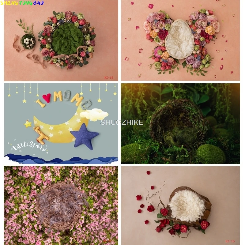 

Baby Newborn Floral Basket Photography Backdrops Props Children Birthday Party Photo Studio Background LZ-04