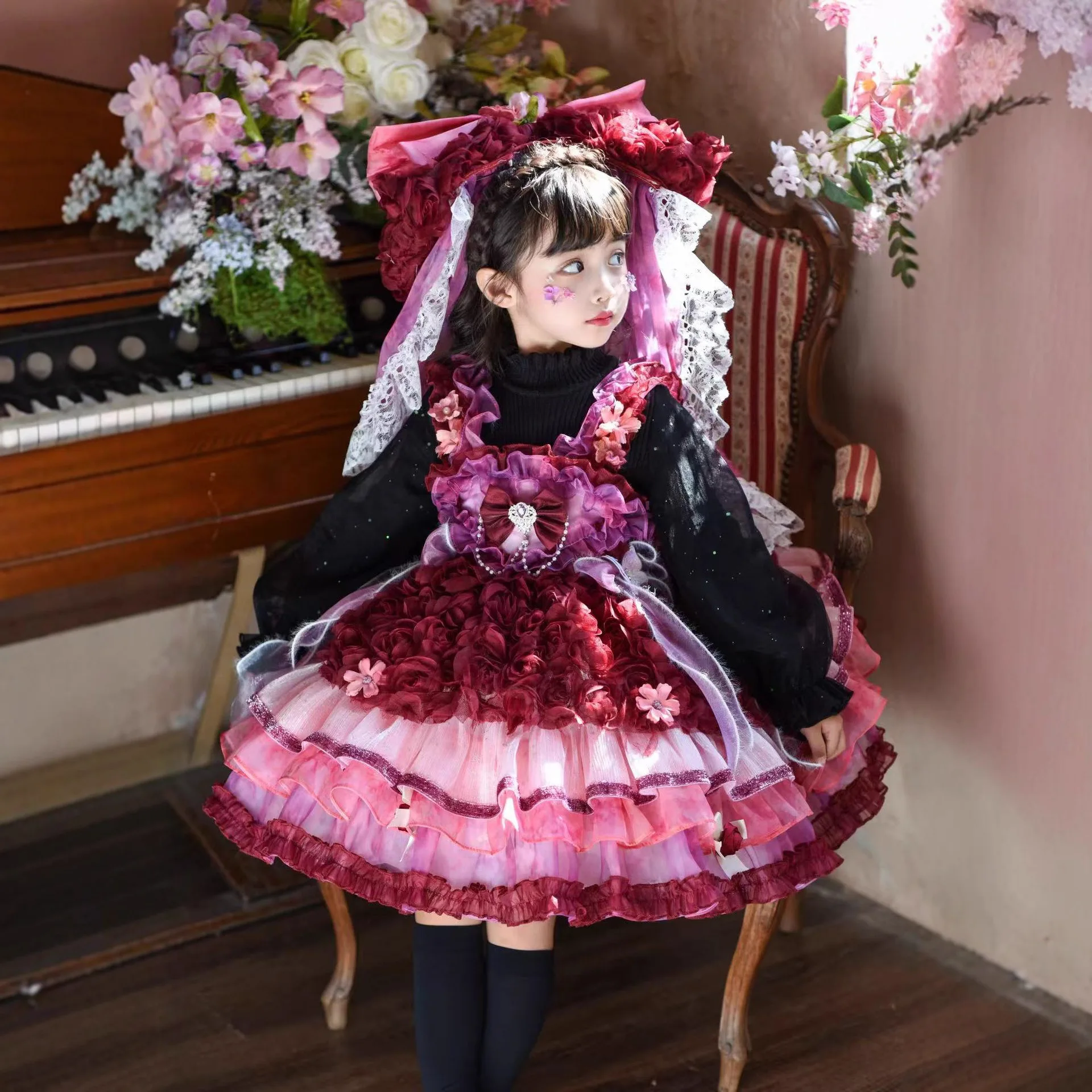 Heavy Industry  Flower Fairy Lolita Princess Dress Birthday Flower Girl Treasure Foreign Fluffy Princess Dress