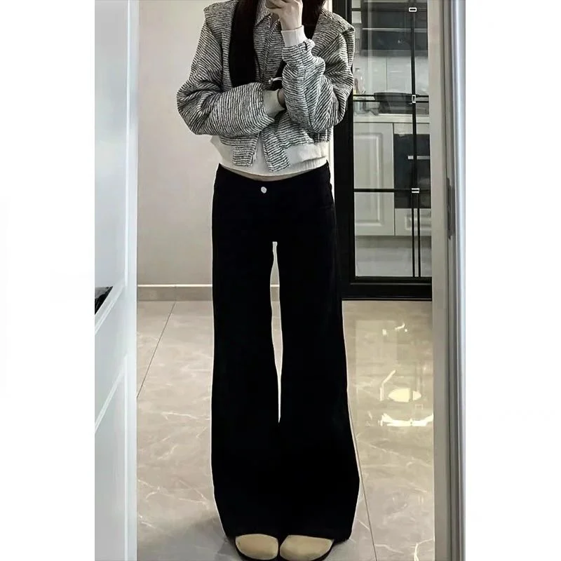 

Black Wide Leg Denim Jeans Women's High Elasticity Slimming Bootcut Pants Fall New Style plus Size Pear Shape Body Fit Trousers