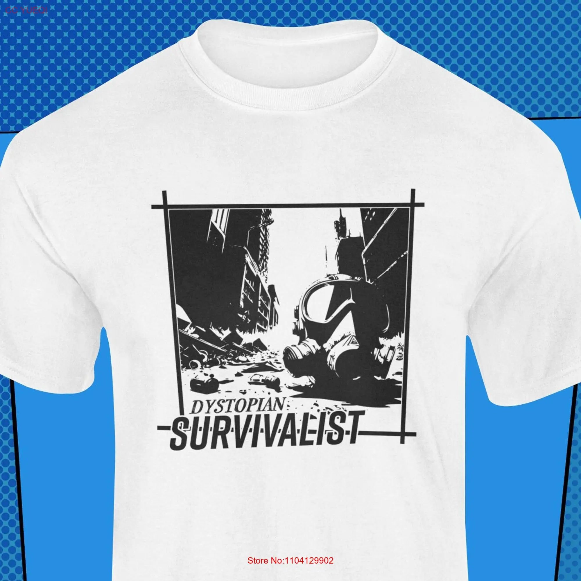 Prepper Survival T Shirt Dystopian Future Retro Comic Book Style Futuristic Modern Pop Art long or short sleeves