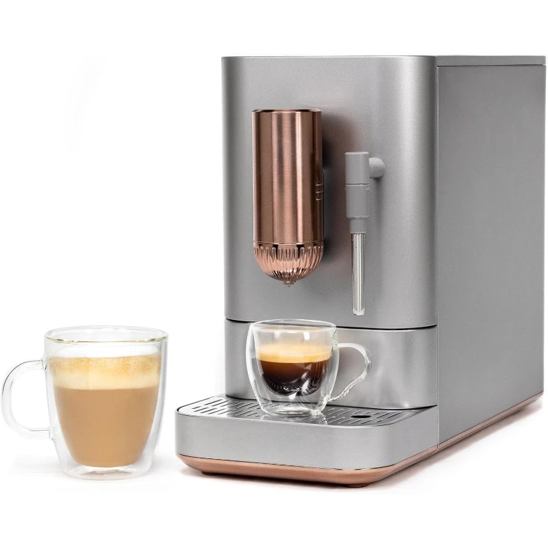 home.Affetto Automatic Espresso Machine + Milk Frother Built-In & Adjustable Espresso Bean Grinder One-Touch Brew in 90 Seconds