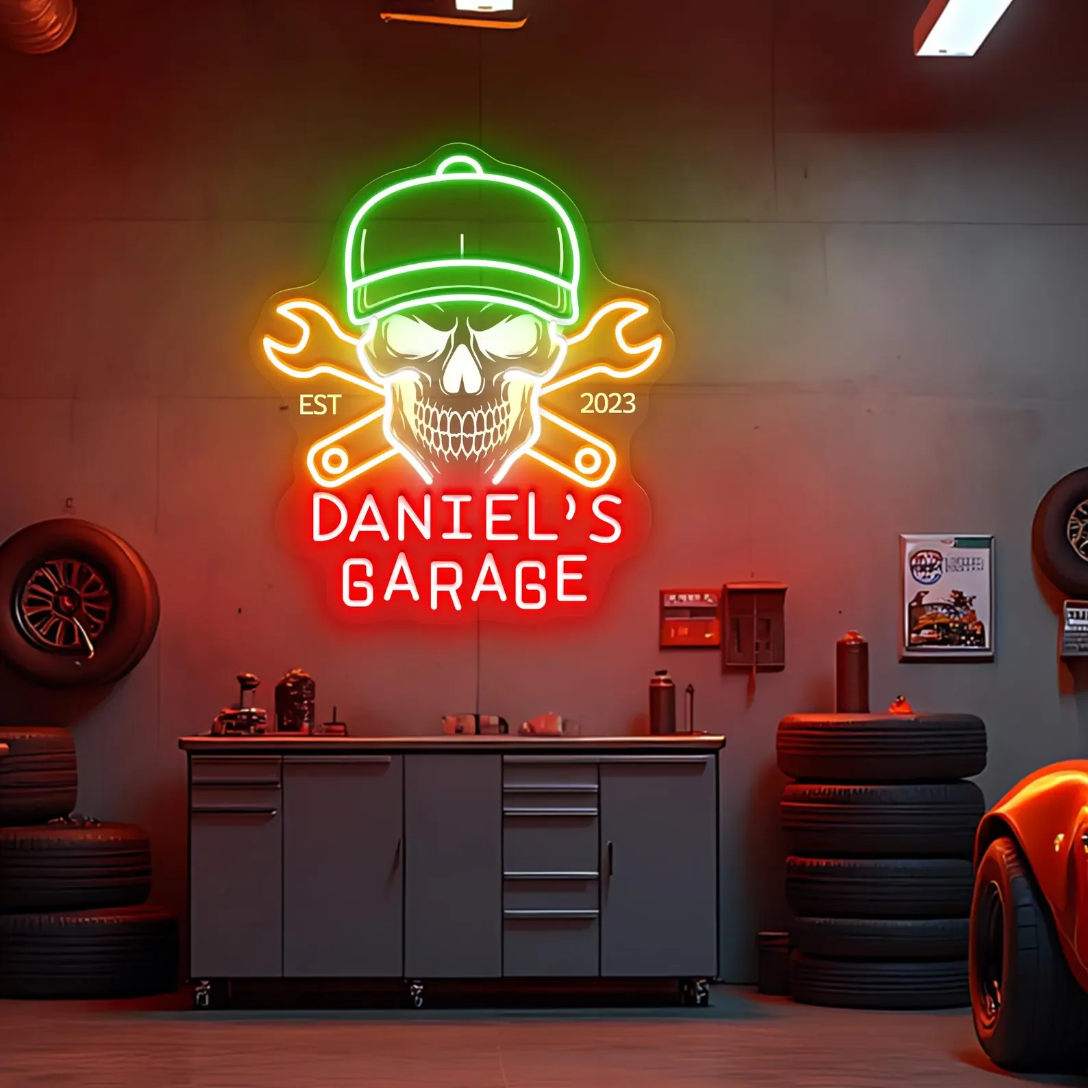 Custom Name Garage Neon Sign, Personalized Garage Led Sign, Man Cave Decor, Workshop Car Sign, Gift for Him, Gift for Dad, Garag image 12
