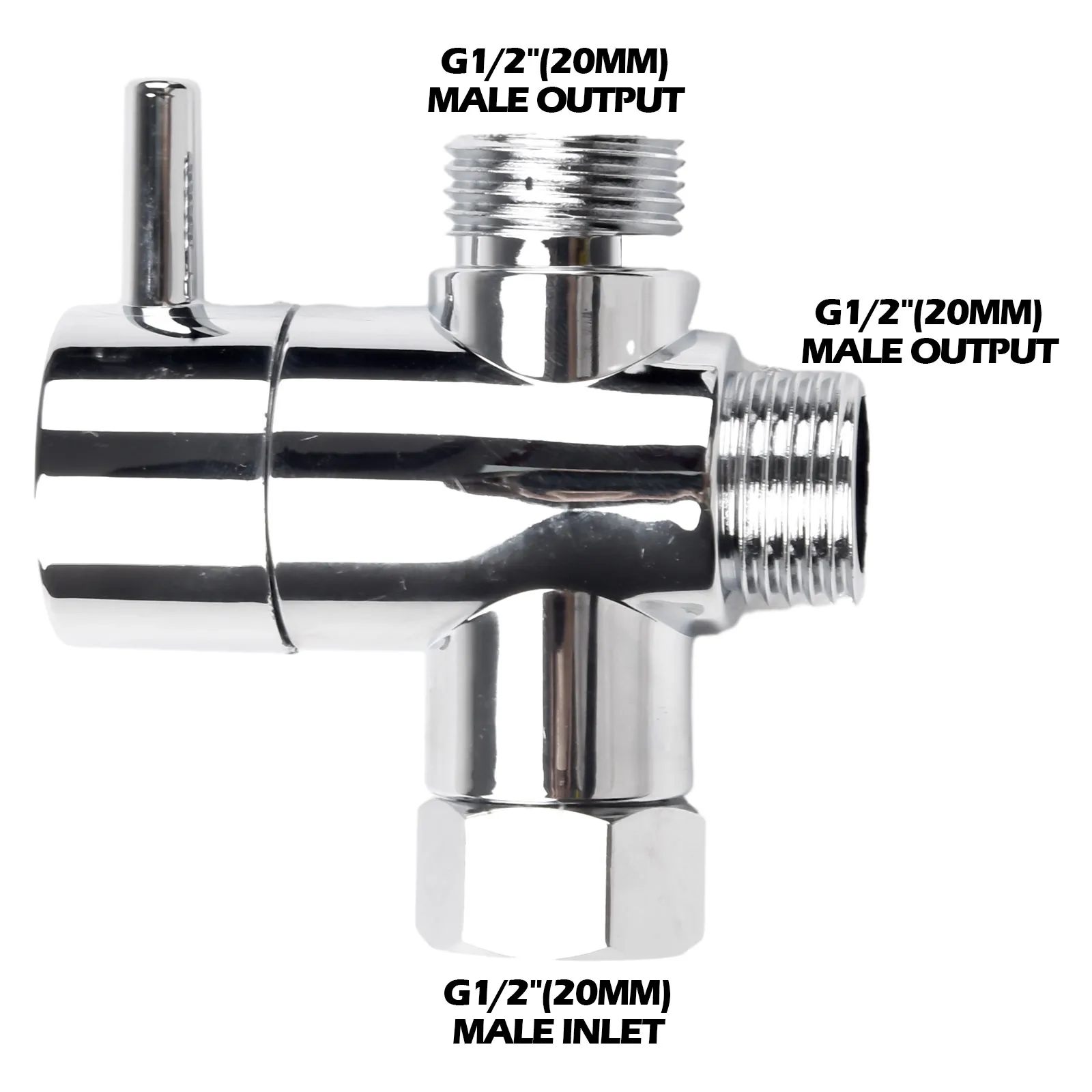 Grifo con interruptor de 3 vías, válvula 1/2 ABS, adaptador en T, desviador de ducha, conector divisor, accesorios de baño