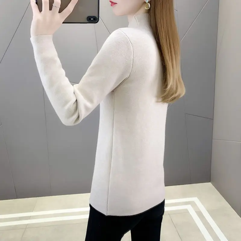 Thiened Fce High Collar Base irt Women's Inner Wear T-irt Long Sve Autumn Winter 2025 New Sle Premium Quali