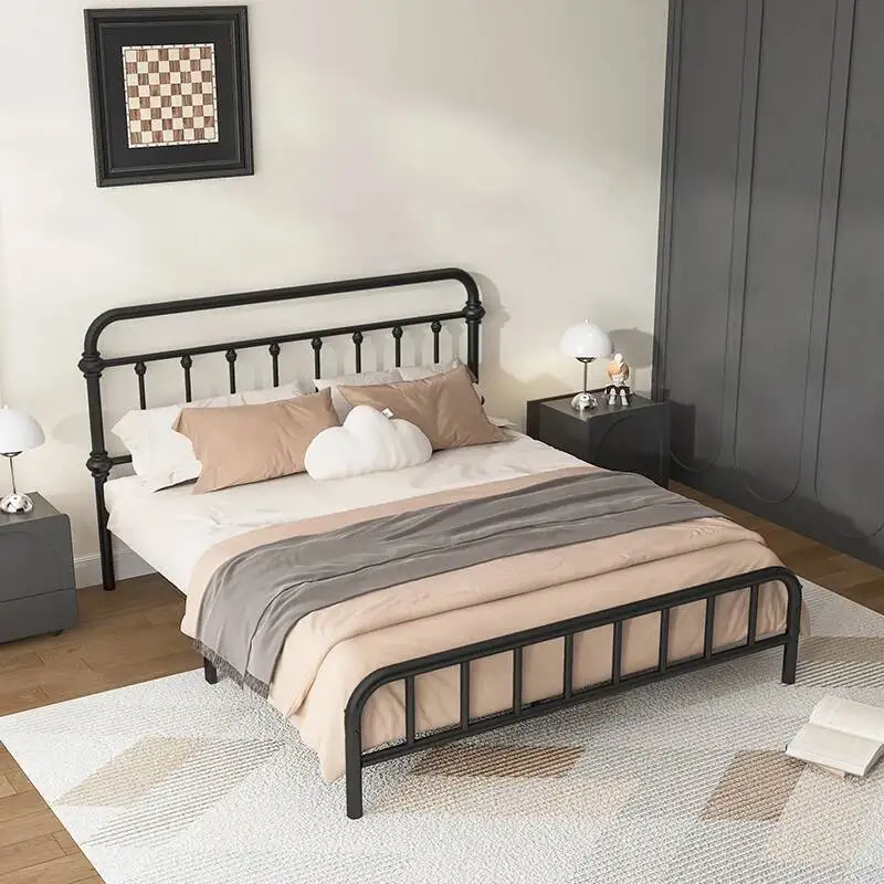 

French Wrought Iron Bed Aesthetics Adult High Quality Fashion Children Bed Art Bedroom Travel Camping Beliche Unique Furniture