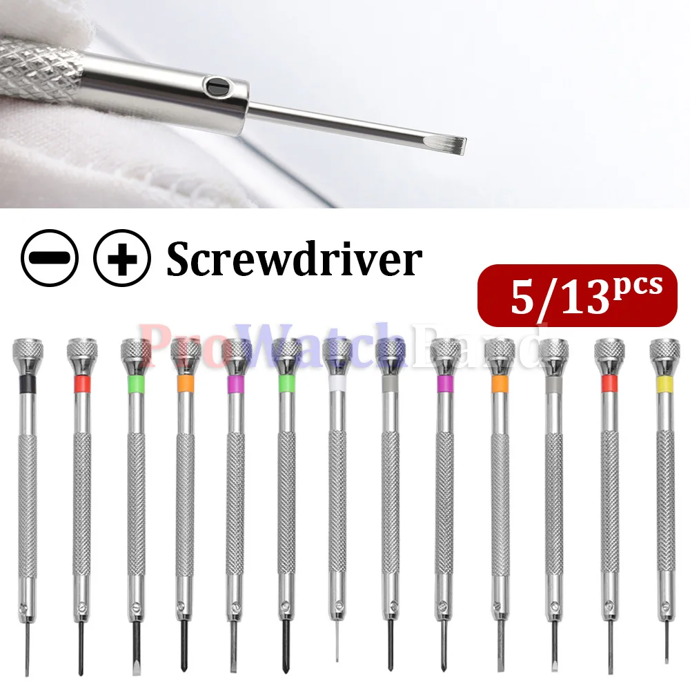 

5/13pcs 0.6-2.0mm Metal Slotted Screwdriver and Cross Phillips Screwdriver Watches Glasses Jewelry Watchmaker Repair Tools Kits