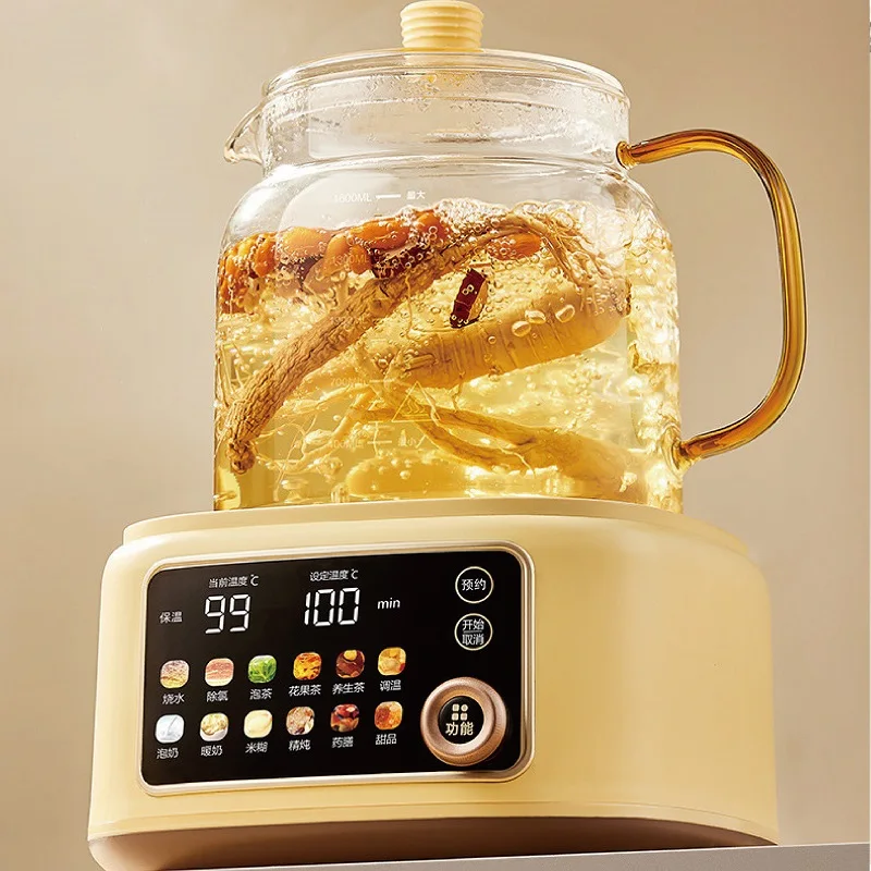 

1.6L Smart Health Pot Home Electric Kettle Office Glass Flower Teapot 24h Appointment Stew Boil Kettle Multifunctional 1100W