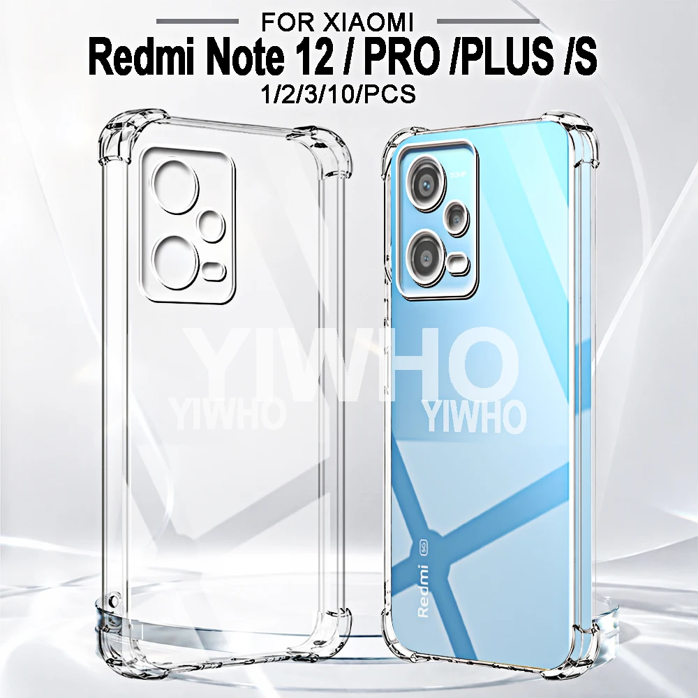 1/2/3/10 Pezzi Custodia Trasparente per Xiaomi Redmi Note 12 Pro 4G 5G, Cover Posteriore Morbida in TPU Antiurto per Note12 12Pro 12Pro+