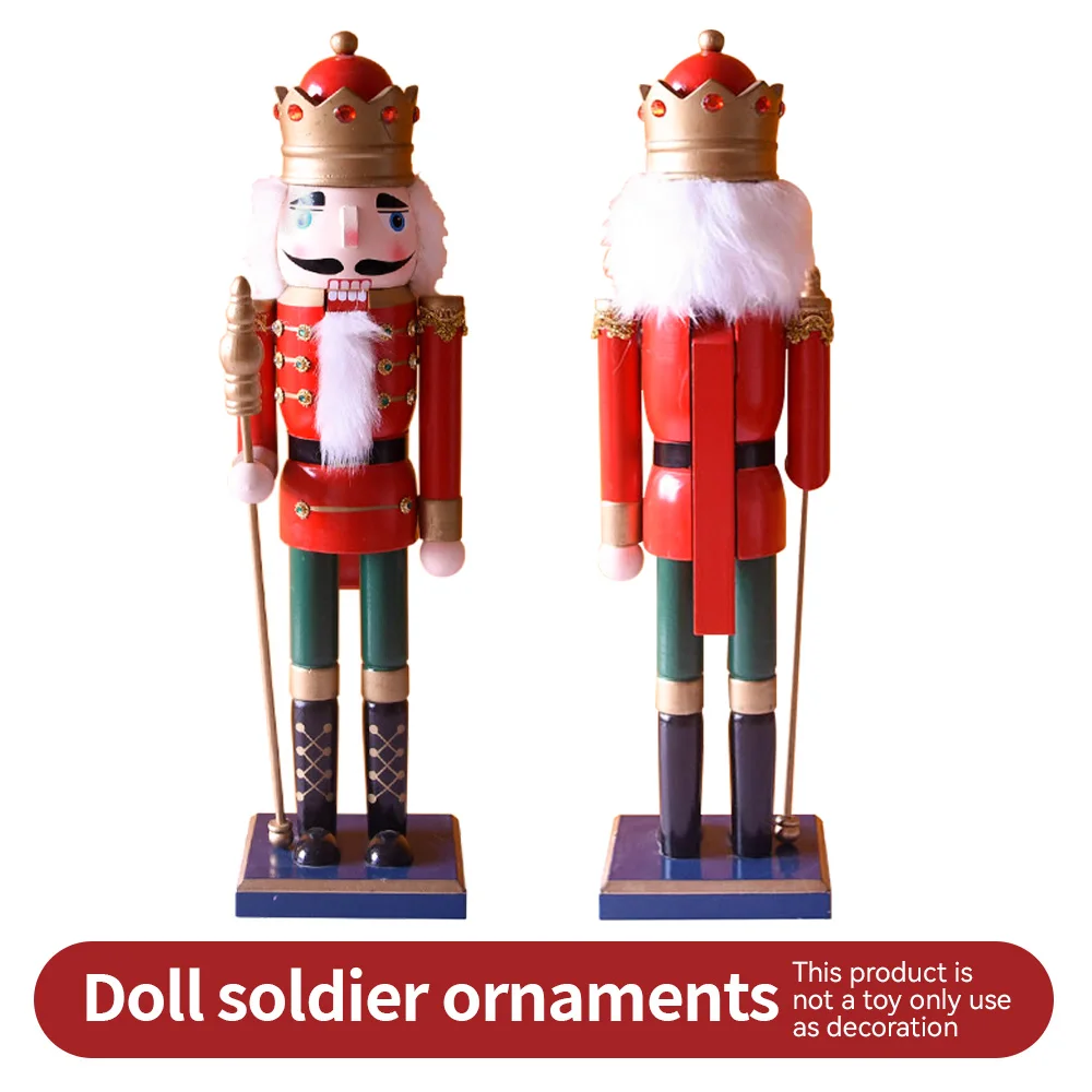 Cascanueces de Navidad de 50CM, adorno de Cascanueces de madera, figura de soldado rey, muñeca artesanal, juguete para regalo, decoración de escritorio para el hogar y la Oficina